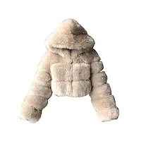 dgztwll vêtements de luxe sherpa veste en fausse fourrure duveteuse cardigan à capuche solide ouvert sur le devant chaud hiver manteau d'extérieur, kaki, 4x-large