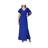 gina bacconi robe longue avec col en v et nœud sur les manches cocktail, bleu cobalt, 46 femme