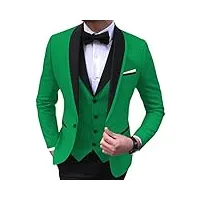 costume de mariage décontracté d'affaires pour hommes 3 ensembles de dîners de fête costume de couleur unie costume smoking un pantalon de veste boutonnée (vert,3xl)