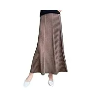 jupe tricotée pour femmes jupe en cachemire automne et hiver jupe plissée taille haute femme jupe en tricot mot a, kaki foncé 9, taille unique