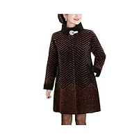 manteau long en fausse fourrure pour femmes ample avec poches col montant Épais chaud rayé vêtements d'extérieur veste shaggy boutonnée