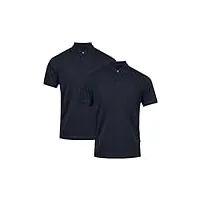 danish endurance polo en coton bio à manches courtes pour homme, coupe classique, t-shirt léger & stretch bleu marine lot de 2 xxl