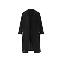 iqyu manteau long avec capuche pour homme - style chinois vintage - trench - coupe-vent - léger et respirant - steampunk - mode - rétro japonais - veste ample pour homme, noir , xxl
