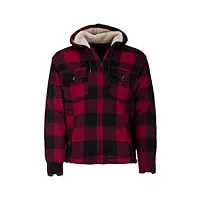 henry terre chemise thermique à capuche pour homme veste de travail à carreaux taille m à 3xl, rouge, xl