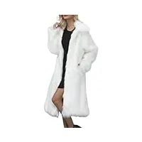 oniissy manteau long pour femme - manteau d'hiver chaud en fausse fourrure, blanc, l