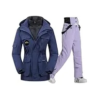 veste et pantalon en coton pour femmes chaud coupe vent pour sports de plein air neige vêtements de snowboard salopette de camping hiver 1set(as show) 14 m