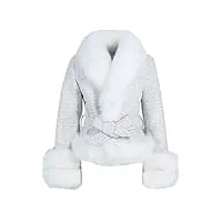 oftbuy manteau de fourrure véritable veste d'hiver femmes naturel fourrure de renard col ceintures épais chaud plaid vêtements d'extérieur streetwear-mzkz