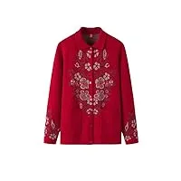 hangerfeng cardigan en laine jacquard épais pour femme 1721, rouge, taille xl