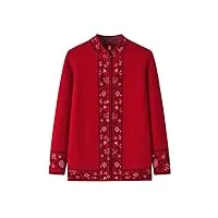 hangerfeng cardigan en laine jacquard épais pour femme 1722, rouge, taille 4xl