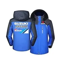 bsapp vestes à capuche pour hommes veste pour suzuki,winter lightweight manteau chaud vêtements de dessus sports à capuchon avec poches zippées,vent manteau à manches longues-blue||xl