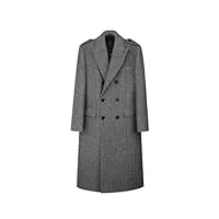 ruereuu manteau long en laine pour homme à double boutonnage automne et hiver veste à revers manteaux décontractés, gris foncé 9., xxl