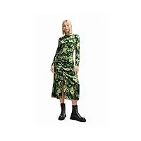 desigual camoflower 23wwvw99 robe mi-longue vert, vert, taille xs