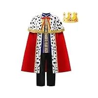 relibeauty déguisement roi garçon enfant costume médiéval noble carnaval avec couronne,150
