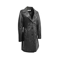 divergent retail isla manteau 3/4 classique boutonné en cuir souple pour femme noir, noir , 42