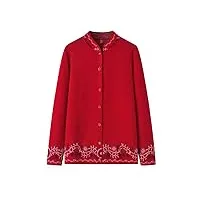 hangerfeng cardigan en laine jacquard épais pour femme 1726, rouge, taille 3xl