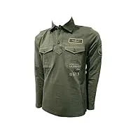 aeronautica militare polo po1720p vert pour homme, chemise, manches longues, vert, large