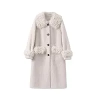manteau d'hiver en peau de mouton pour femme, coupe-vent, manteau long