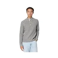 lucky brand pull à col montant nep pour homme, tweed gris chiné, taille l