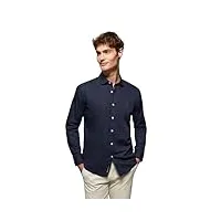 polo club chemise popelin à manches longues bleu marine 100% coton pour hommes - slim fit