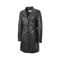divergent retail poppy manteau 3/4 en cuir véritable pour femme noir, noir , 36