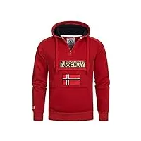 geographical norway gymclass men sweat à capuche et poche kangourou pour homme avec logo de la marque et manches longues, rouge, xl