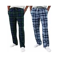 eddie bauer lot de 2 pantalons de pyjama en flanelle pour homme avec poches latérales (vert, taille s), vert, small