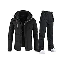 juzhijia combinaison de ski pour homme - veste en duvet - pantalon de neige - chaud - coupe-vent - imperméable - pour le sport et le snowboard, 1 ensemble (veste-pantalon) 09, s