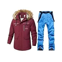 juzhijia combinaison de ski pour homme - coupe-vent - imperméable - Épais - polaire chaude - pantalon de neige - salopette de ski, 1 set 09, xs