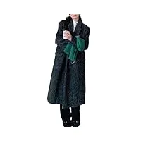 adhdyuud manteau d'hiver long en laine à double boutonnage pour femme, accessoires inclus, m
