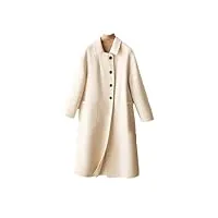 disimlarl manteau long en laine mérinos pour femme - manteau d'hiver en cachemire - style vintage, beige, m