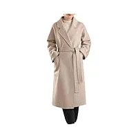 manteau long en laine pour femme avec col rabattu classique pour l'automne et l'hiver, oatmeal, s