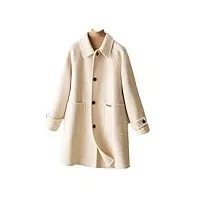 disimlarl manteau long d'hiver en cachemire pour femmes en laine mérinos vintage manteau d'automne chic veste, beige, m
