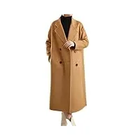 disimlarl manteau long à revers en laine pour femme - double boutonnage - col rabattu - poche - manteau d'automne et d'hiver, kaki classique 9, l