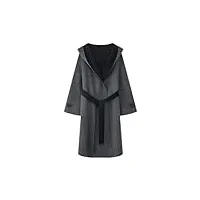 manteau à capuche paresseux en laine de cachemire pour femme, motif contrasté, automne et hiver, manteau mi-long, gris noir 9, s