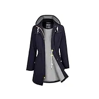 atlaslava veste de pluie légère pour femme - longue - avec capuche - imperméable et respirante - veste de transition - trench, bleu marine, s
