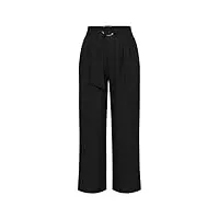 grace karin pantalons droite femme taille elastique casual pants long avec poches chic et elegant noir -2 42