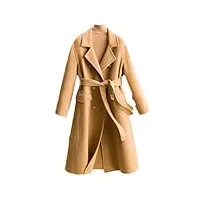 disimlarl manteau long en laine pour femme - double boutonnage, kaki doré 9, s
