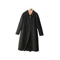 disimlarl manteau long en laine pour femme avec revers en laine vintage, noir , l