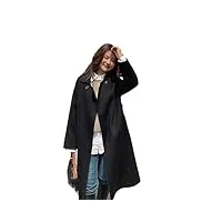 disimlarl manteau long en laine pour femme avec ceinture à col rabattable, double boutonnage, manteau en laine épaisse, noir , s