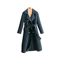 disimlarl manteau long en laine pour femme - double boutonnage, noir foncé, s