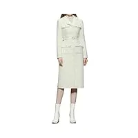 vsadsau manteau en laine de style français avec pompon pour femme, blanc, l
