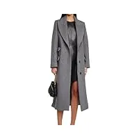 vsadsau manteau en laine grise pour femmes manteau d'hiver bureau dame costume droit long caban, gris, m