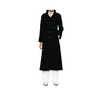 vsadsau x long caban en laine pour femmes revers cranté épaulette manteaux manches longues vêtements d'extérieur, noir , xl