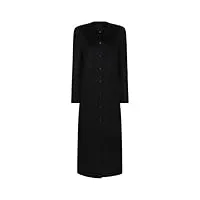 vsadsau manteaux droits en laine pour femmes col rond x-long caban simple boutonnage boutonné, noir , xxl