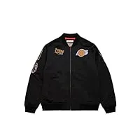 mitchell & ness m&n satin bomber veste - patches los angeles lakers