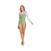 roxy womens rise 1.5mm long sleeve front zip cheeky shorty wetsuit erjw603027 - palmed out light grey roxy womens size - us 2