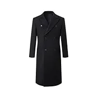 trench en laine pour homme - automne et hiver - double boutonnage - manteau long décontracté épais et chaud pour homme, noir , l
