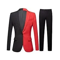 bonool costume pour homme d'affaires formel noir et rouge, robe de mariée, spectacle de fête, costume masculin (couleur : a, taille : us 38r s)