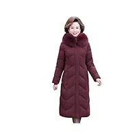 veste d'hiver pour femme, parka, manteau à capuche avec col en fourrure, long manteau épais et chaud, violet, xl