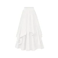 scarlet darkness jupe longue renaissance pour femme - taille haute élastique - double couche - jupe trapèze vintage pirate à volants avec poches, blanc, 52